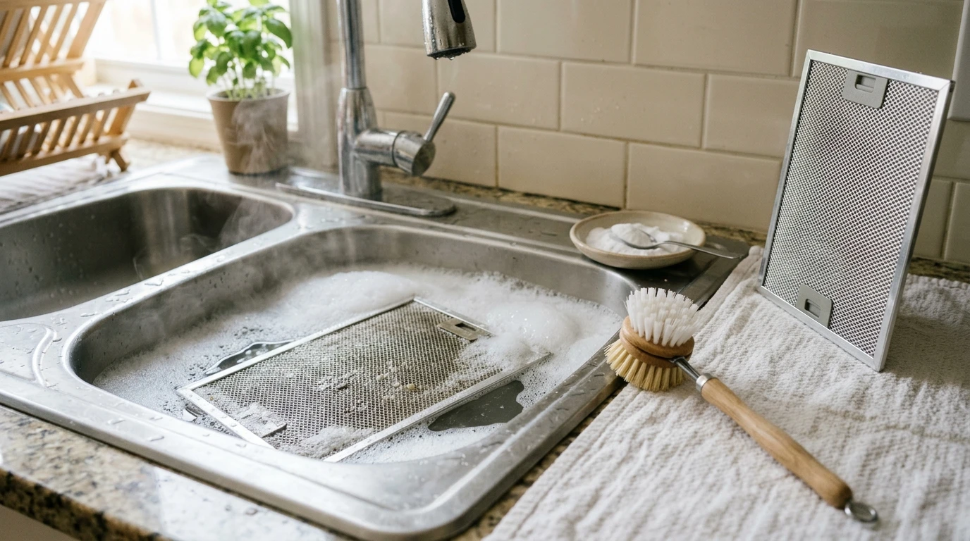 how to clean range hood filter